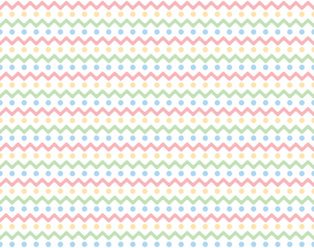 Geometric seamless pattern with zig zag color line and dots.