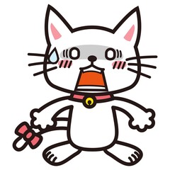 ビックリして衝撃を受ける白い猫