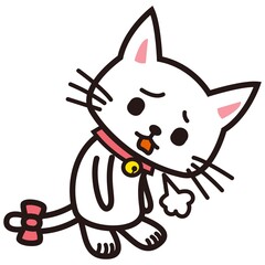 溜息をついて落ち込む白い猫