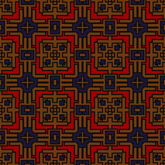 Modern abstrract seamless pattern in gold red blue  for decoration, paper wallpaper, tiles, textiles, neckerchief, carpet. Home decor, interior design, cloth design.