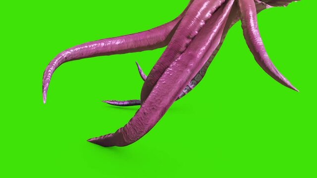 Monster Tentacles Move Loop Green Screen 3D Rendering Animation