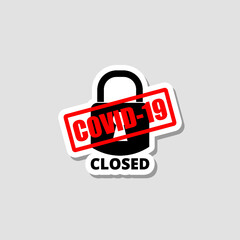 Closed businesses for COVID-19 pandemic outbreak sticker icon