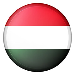 Glass light ball with flag of Hungary. Round sphere, template icon. Hungarian national symbol. Glossy realistic ball, 3D abstract vector illustration highlighted on a white background. Big bubble.