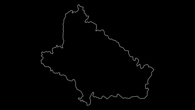 Bjelovar-Bilogora Croatia county map outline animation