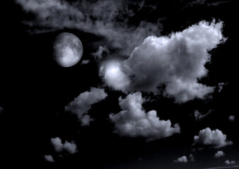 The moon in the night sky