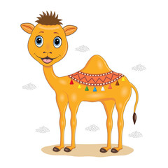 Vector illustration of a camel on a white background. Africa, desert.