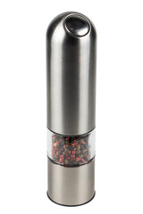 Pepper silver grinder on white background