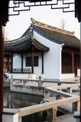 Traditional, white pavilion in a park