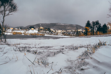 winter in the mountains, Castel San Vincenzo lake, Molise Italy