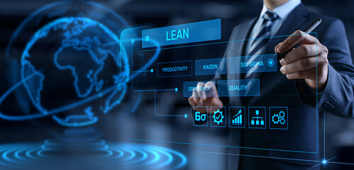 Lean manufacturing DMAIC Six sigma technology concept.
