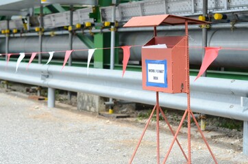 Work permit box is located on the construction work area.