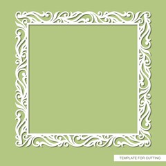 Square frame for photo, painting, text. Elegant floral ornament of leaves and curls. Template for laser plotter cutting of paper, cardboard, wood carving, metal engraving, cnc. Vector illustration.