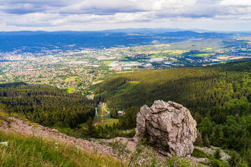 Fototapeta na wymiar Czech Republic countryside, view from Jested mountain, Liberec, Czech republic