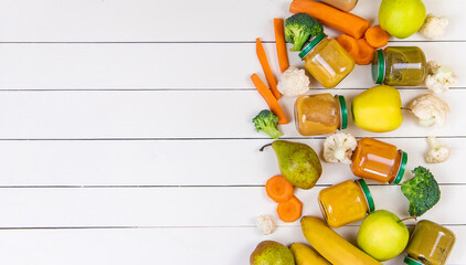baby food on a white background. Selective focus