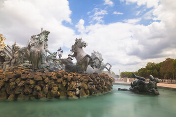 Monument aux Girondins fountain sculpture at Place des Quinconces in Bordeaux, France honours Girondin revolutionaries.