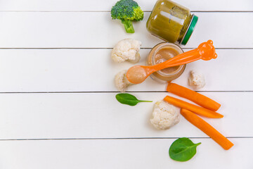 baby food on a white background. Selective focus