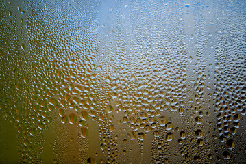 Condensation on the outside of a glass or bottle