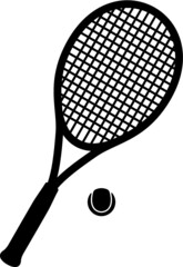 Vector illustration of the tennis racket and a ball