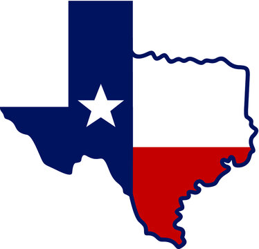 Vector illustration of the Texas state with a flag