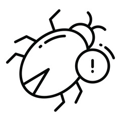 Alert Bug, Protection and security vector icons set cyber computer network business data technology