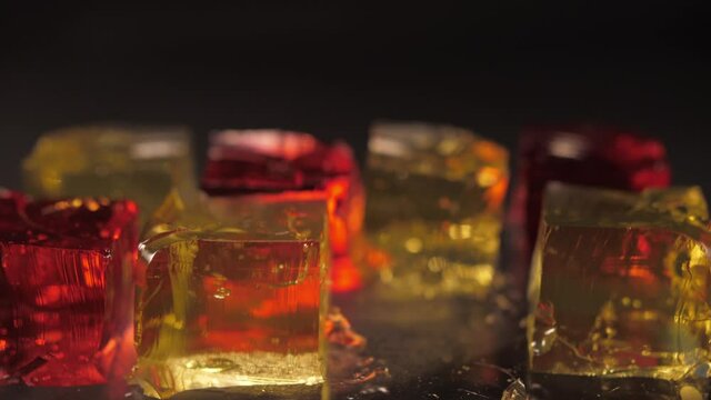 eating gelatine jelly with spoon 4k