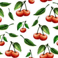 Cherry berries seamless pattern