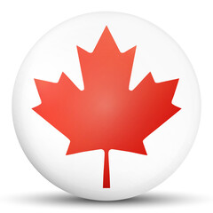 Glass light ball with flag of Canada. Round sphere, template icon. Canadian national symbol. Glossy realistic ball, 3D abstract vector illustration highlighted on a white background. Big bubble.