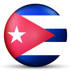 Glass light ball with flag of Cuba. Round sphere, template icon. Cuban national symbol. Glossy realistic ball, 3D abstract vector illustration highlighted on a white background. Big bubble.