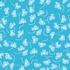 Trendy seamless floral pattern with ornament. Colorful flowers on blue background. Vector illustration. Simple minimalistic pattern with nature element.