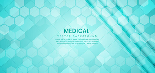 Abstract hexagon pattern background. Medical and science concept and structure molecule and communication.