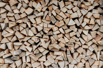 Stacks of Firewood. Preparation of firewood for the winter. Pile of Firewood.Firewood background