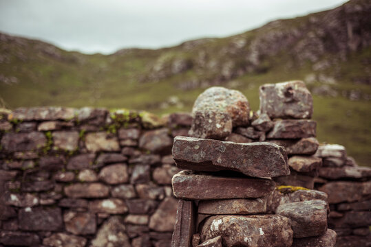 stone ruins village in scottish highlands