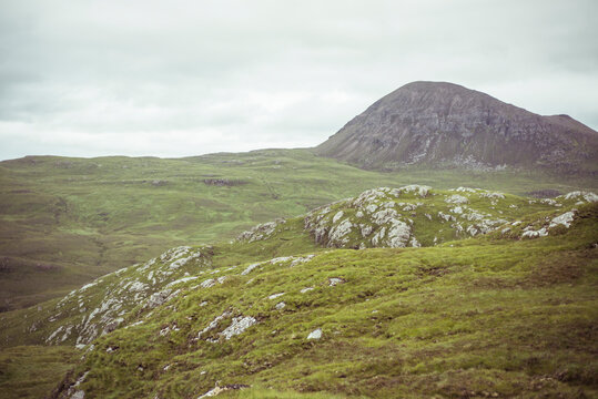 landscape view remote scotland highlands coast and grass