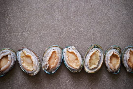 Raw abalone washed clean on marble 