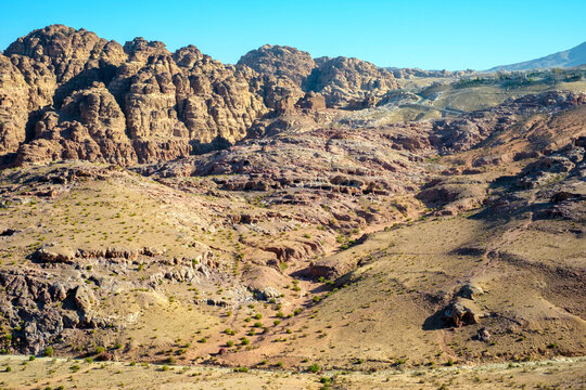 Rocky desert landscape, Petra, UNESCO World Heritage Site, Jordan