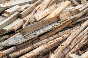 Wood pile of old used