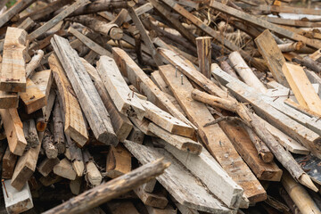 Wood pile of old used