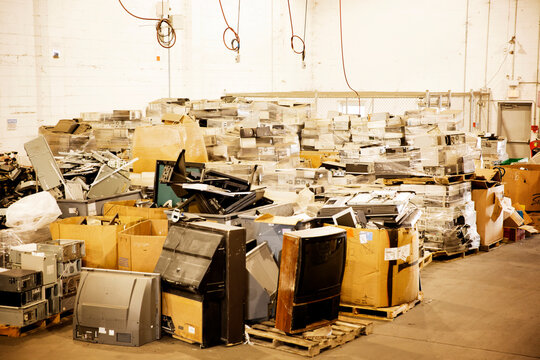 Abandoned electronic equipments in recycling plant