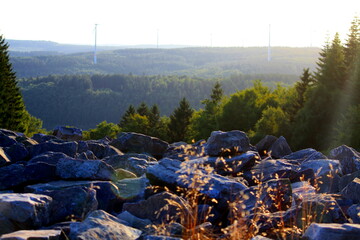 Blick auf den Hunnenring bei Otzenhausen von der Traumschleife Dollberg des Saar-Hunsrück-Steig