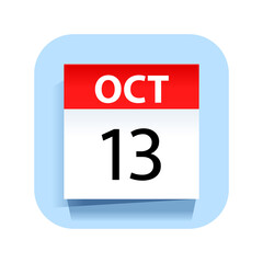October 13. Calendar Icon. Vector Illustration.