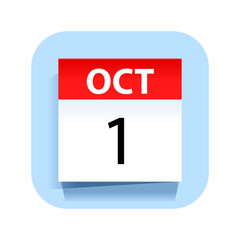 October 1. Calendar Icon. Vector Illustration.