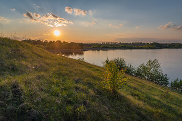 Naklejka premium Summer moring among fields