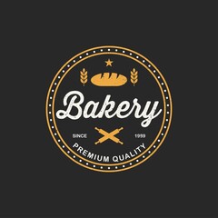 Bakery logo template, vector illustration. Bakery shop emblem, vintage retro style
