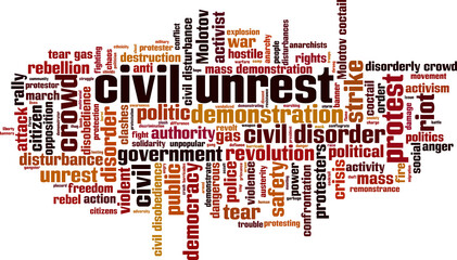 Civil unrest word cloud