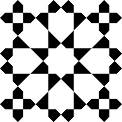Seamless geometric ornament based on traditional islamic art. Black and white.