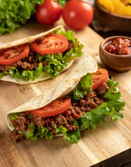 Beef Tacos With Lettuce and Tomato