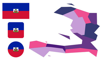 Fototapeta na wymiar Haiti map and flag. flat icon symbol vector illustration