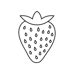 Strawberry Line Art Vector. Coloring book of Healthy Berry Black and White