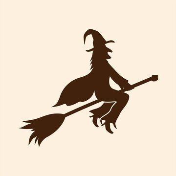 Silhouette of a witch on a broomstick. Witch Silhouette