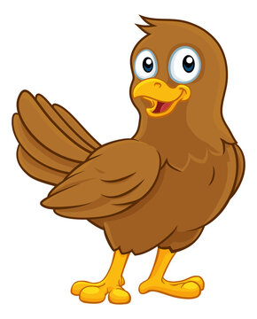recommend clip art: A cute little brown cartoon bird character